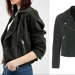 Topshop Green Suede Moro Jacket